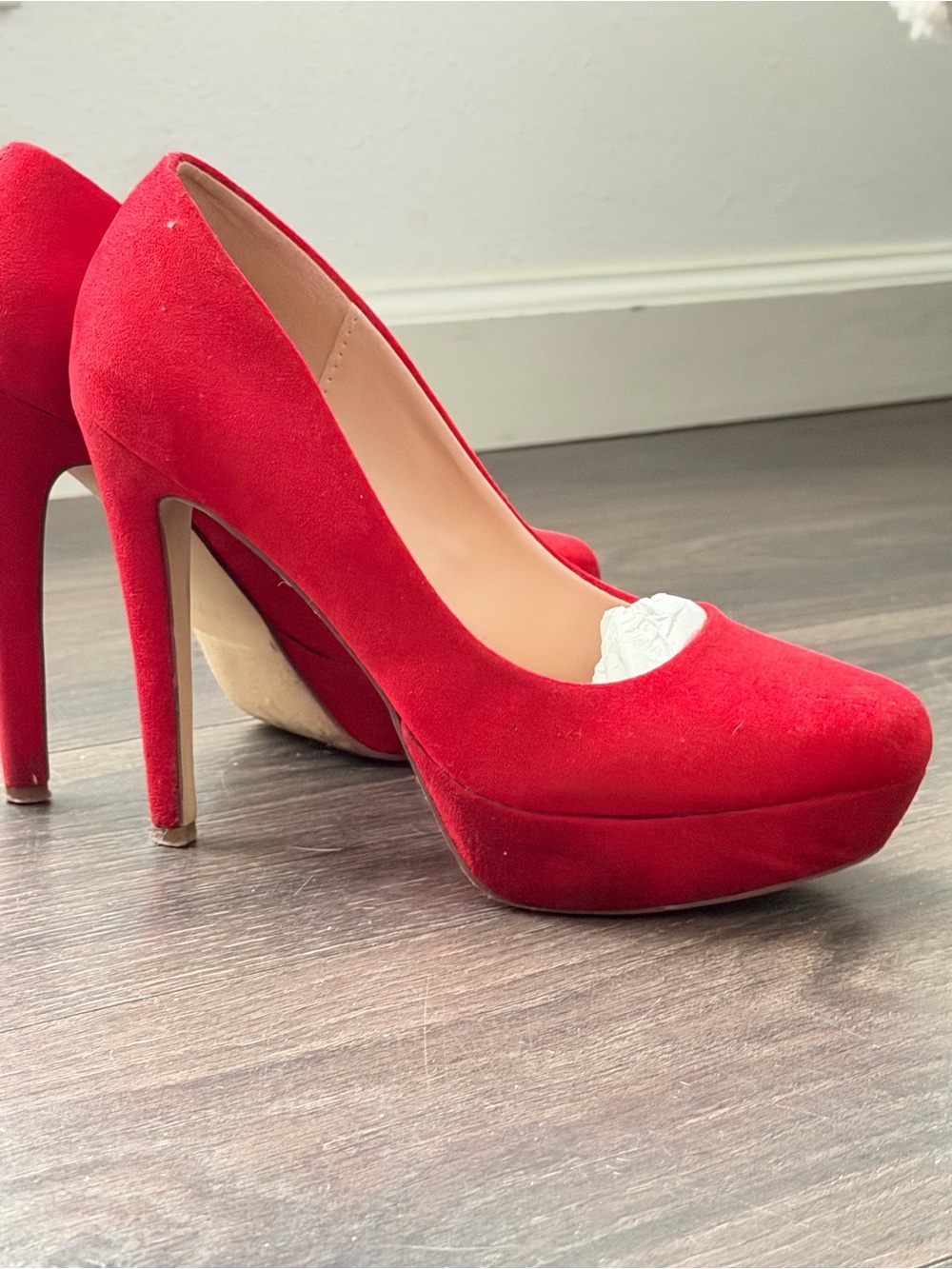Liliana Red Suede Platform Stiletto Pumps